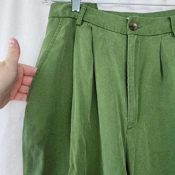 Reformation Mason Green Pants Women's 8 petite Wide Leg Culottes Pleated Pockets - Picture 6 of 12